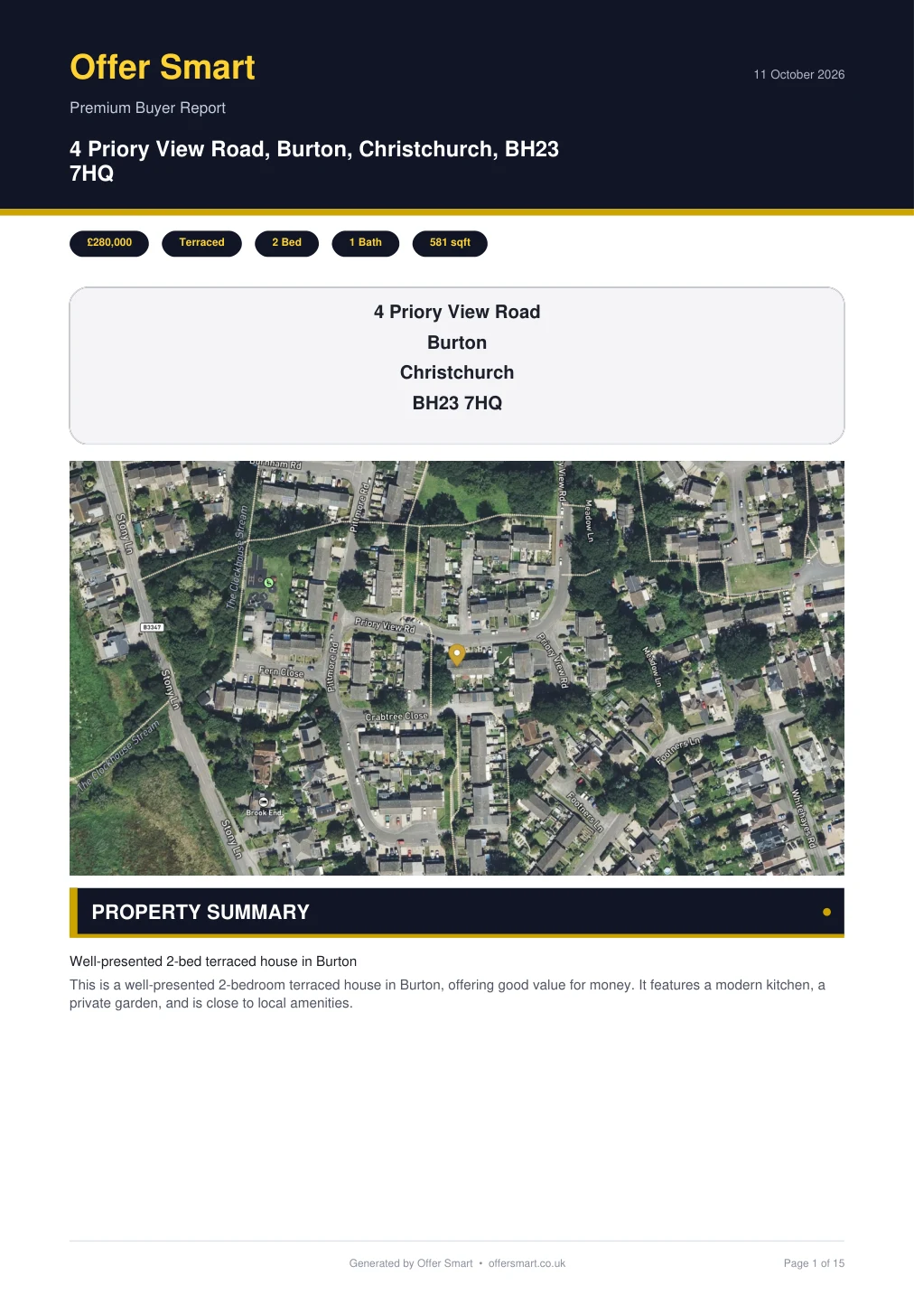 Example Offer Smart full report for homebuyers — page 1